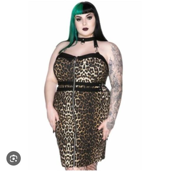 Killstar Leopard Dress Man Eater Bondage - Picture 14 of 16